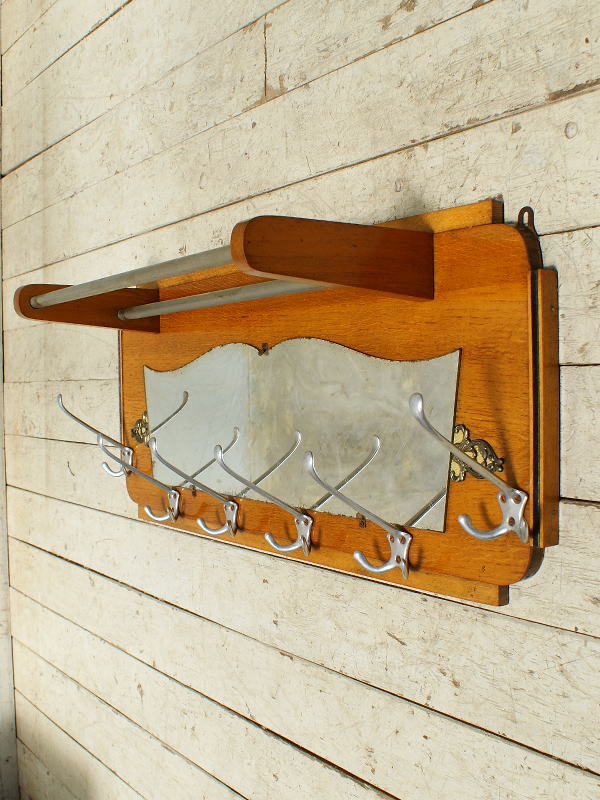 フレンチ ヴィンテージ フック＆ラック付き 壁掛けルームミラー 5612