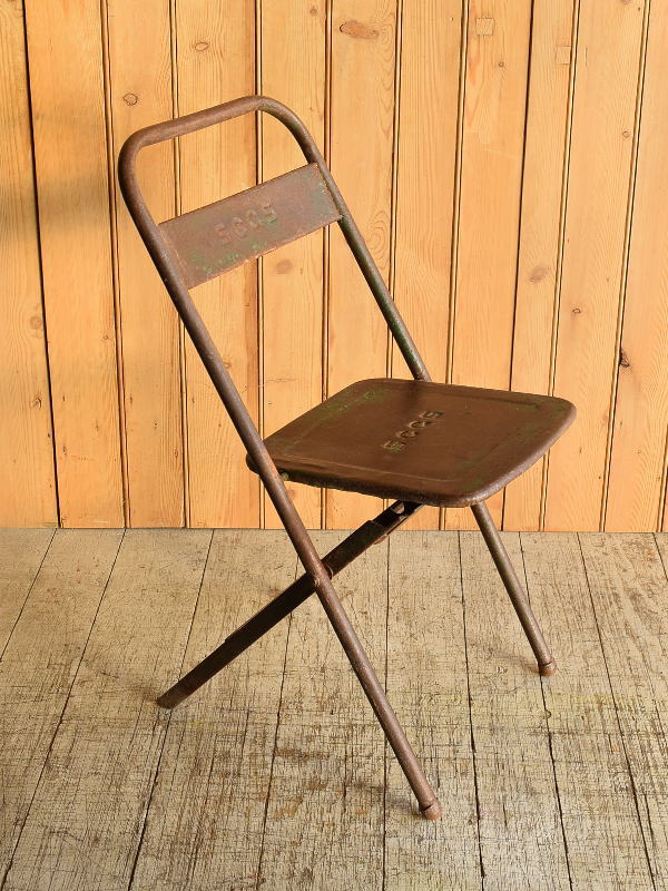 フレンチ アンティーク フォールディング アイアンチェア 椅子 8917