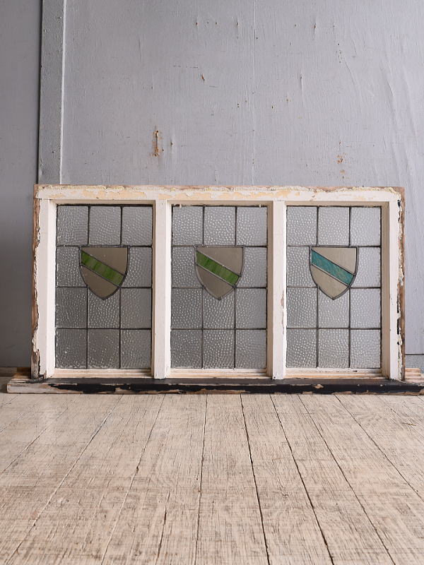 イギリス アンティーク ステンドグラス 幾何学 9747