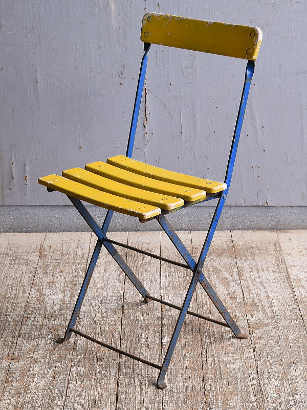 フレンチ アンティーク フォールディング ガーデンチェア 椅子 10920