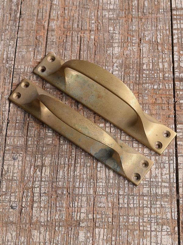 イギリス アンティーク 真鍮 ドアハンドル×2 建具金物 取っ手　10944