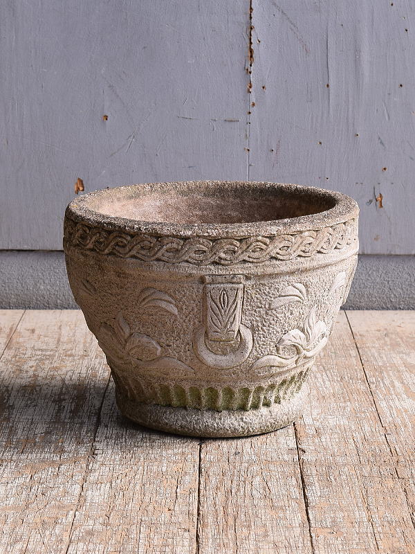 イギリス　アンティーク　セメント製　プランター　植木鉢　10979