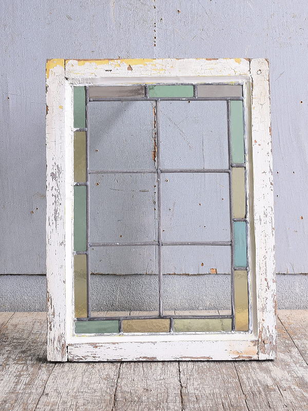 イギリス アンティーク ステンドグラス 幾何学 11255