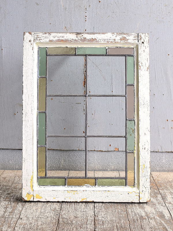 イギリス アンティーク ステンドグラス 幾何学 11256