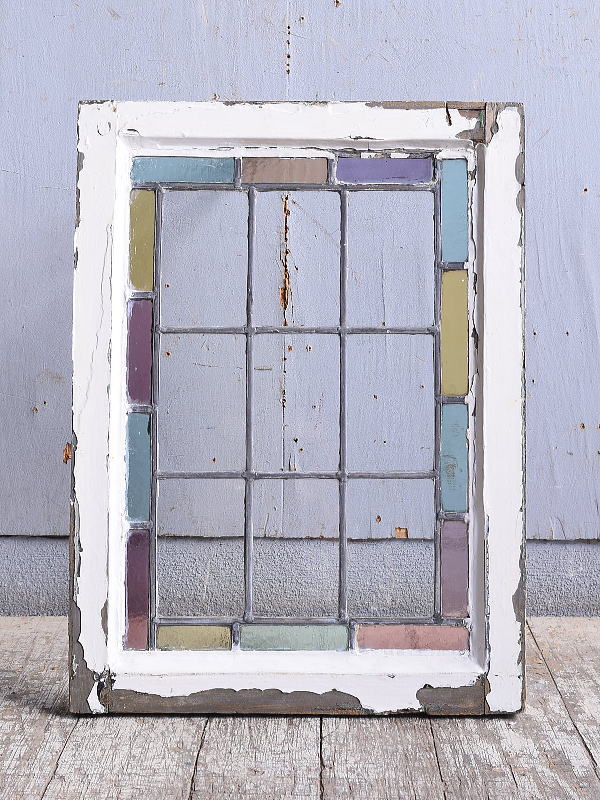 イギリス アンティーク ステンドグラス 幾何学 11297