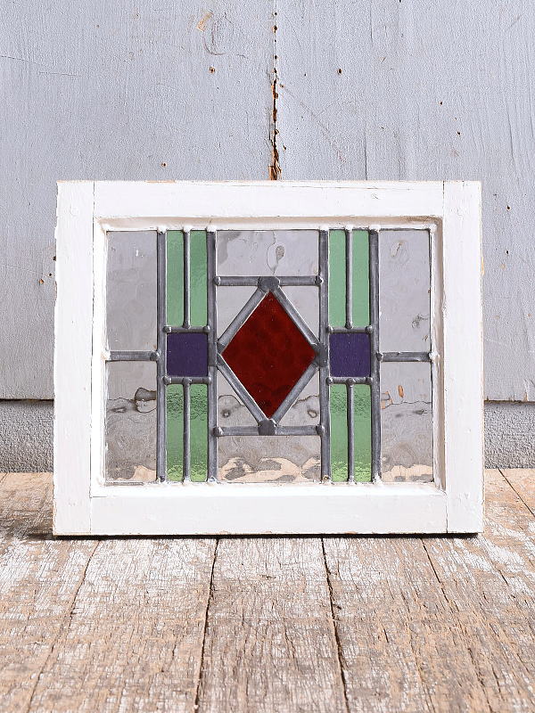 イギリス アンティーク ステンドグラス 幾何学 11578
