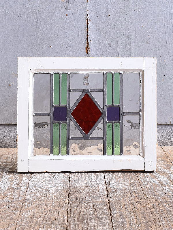 イギリス アンティーク ステンドグラス 幾何学 11579