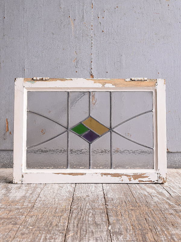 イギリス アンティーク ステンドグラス 幾何学 11615