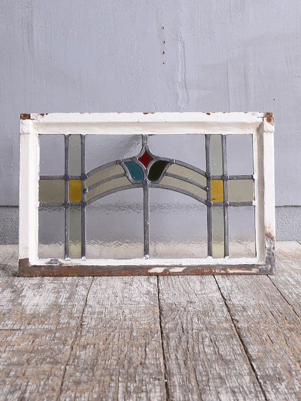 イギリス アンティーク ステンドグラス 幾何学 11624