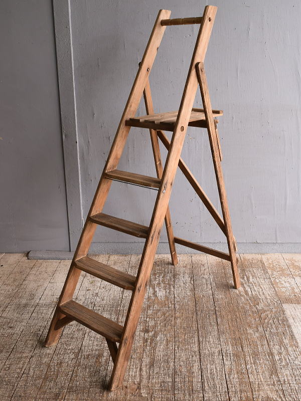 イギリス アンティーク ステップラダー 脚立 ディスプレイ 12048