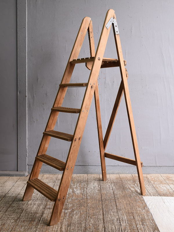 イギリス アンティーク ステップラダー 脚立 ディスプレイ 12103