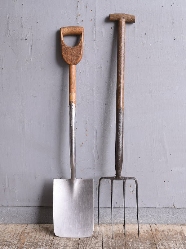 イギリスアンティーク ガーデンフォーク&スコップ 農機具 12119