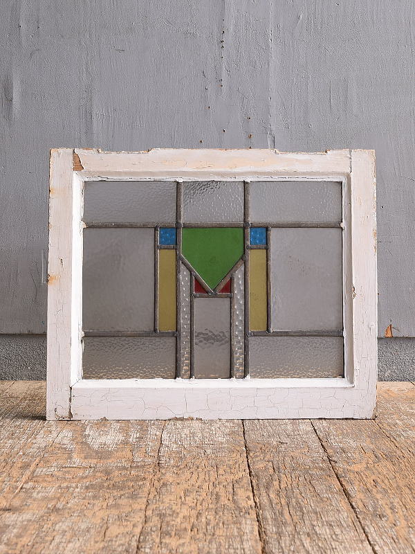 イギリス アンティーク ステンドグラス 幾何学 12474