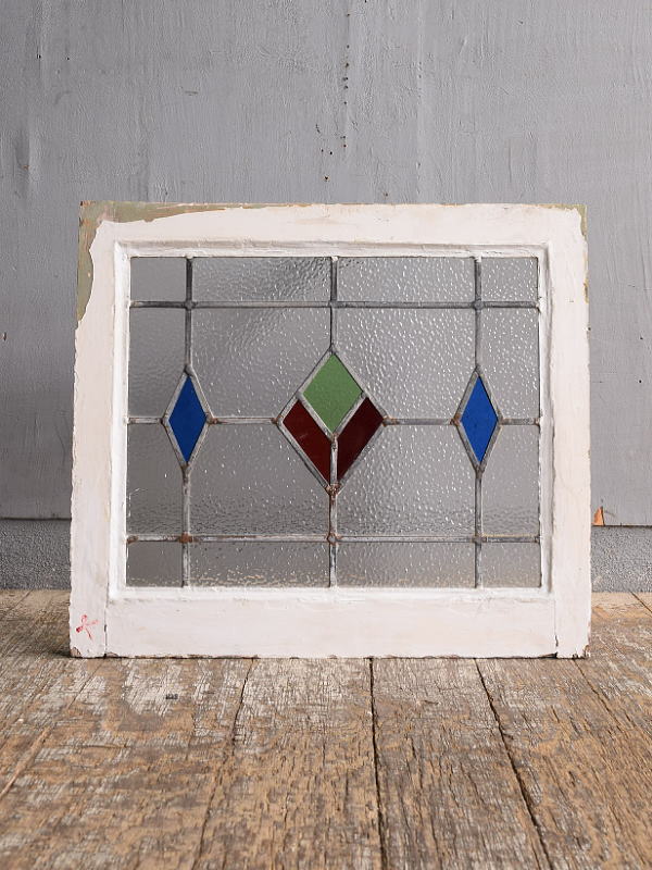 イギリス アンティーク ステンドグラス 幾何学 12481