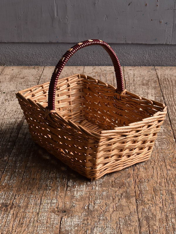 イギリス アンティーク バスケット　籐かご　ガーデニング 12486