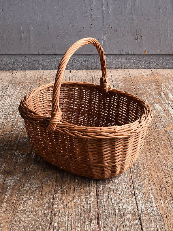 イギリス アンティーク バスケット　籐かご　ガーデニング 12492