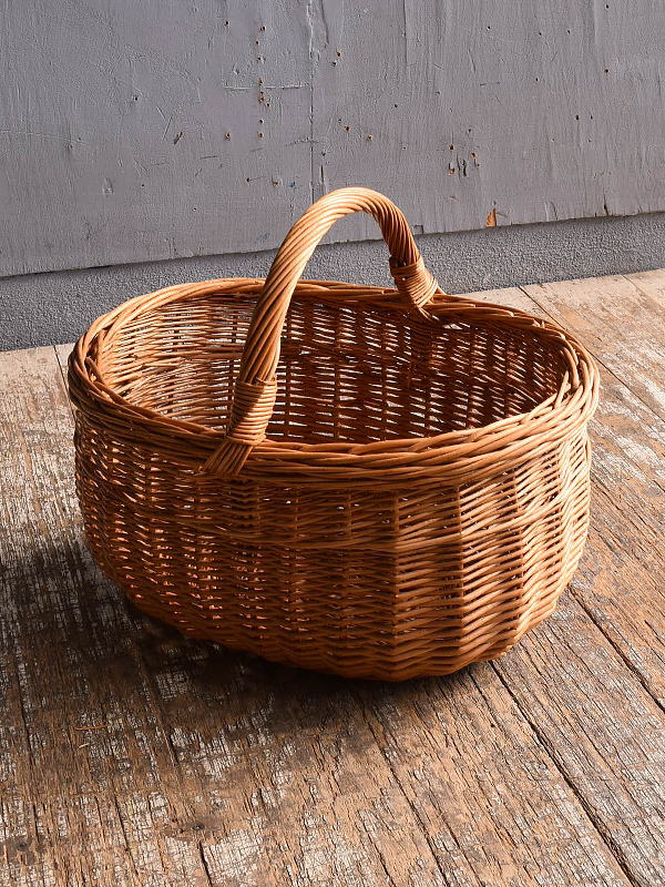 イギリス アンティーク バスケット　籐かご　ガーデニング 12493
