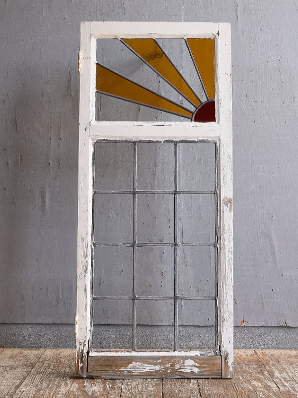 イギリス アンティーク ステンドグラス 幾何学 12549