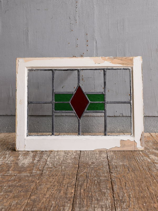 イギリス アンティーク ステンドグラス 幾何学 12657