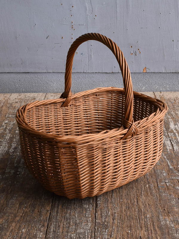 イギリス アンティーク バスケット　籐かご　ガーデニング 12693