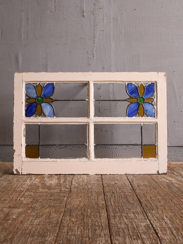 イギリス アンティーク ステンドグラス 幾何学 12821