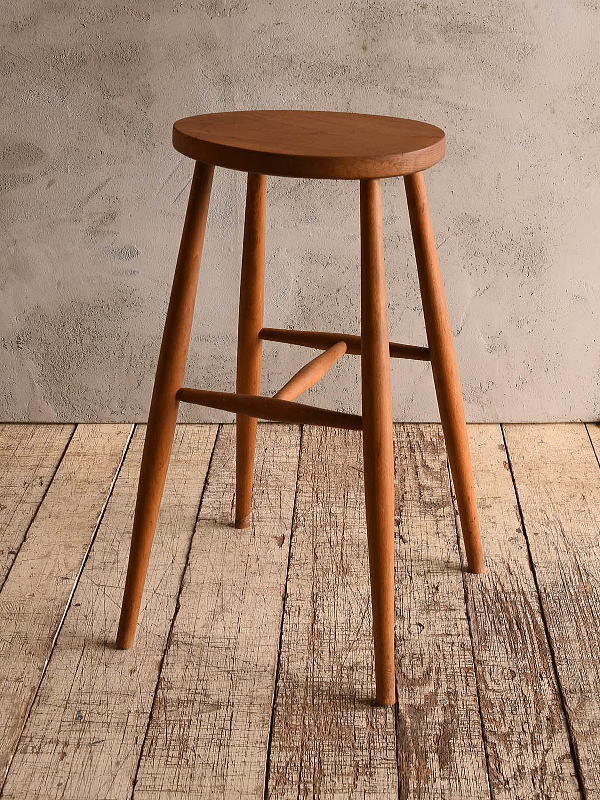 イギリス アンティーク家具 木製　ハイスツール　 椅子 12886