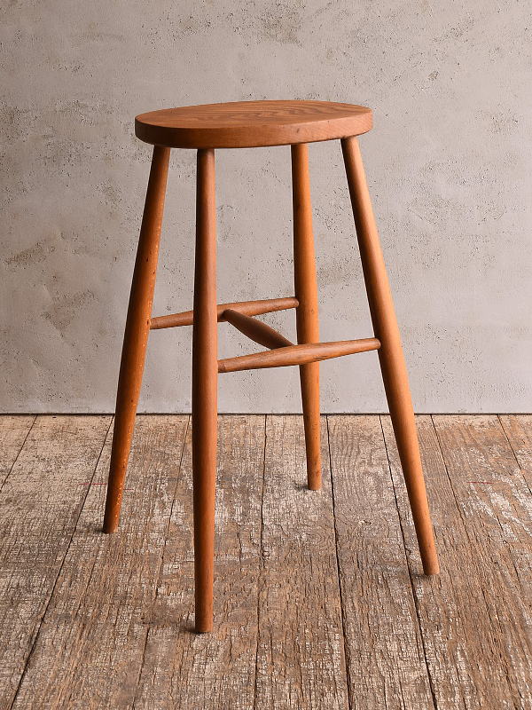 イギリス アンティーク家具 木製　ハイスツール　 椅子 12887