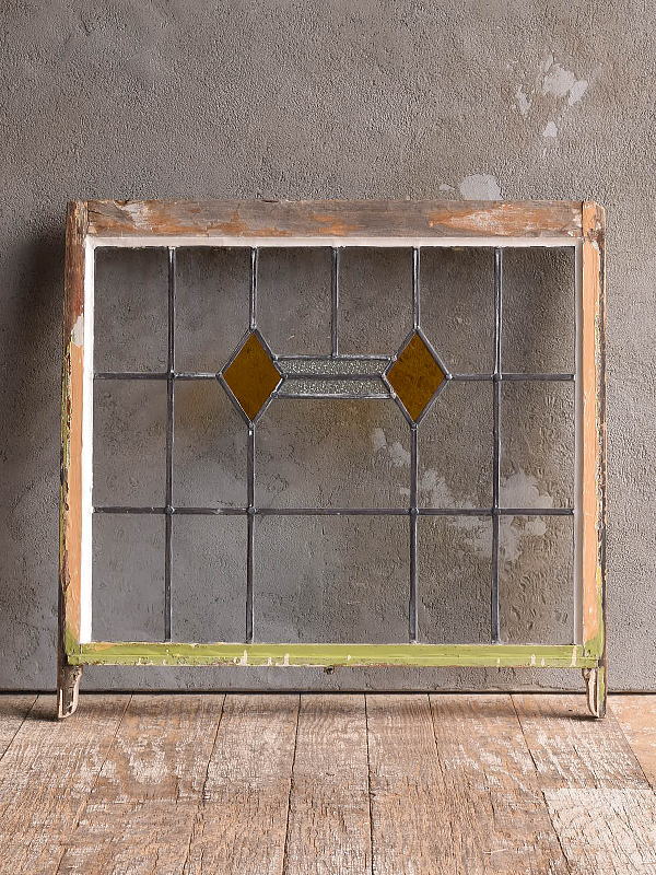 イギリス アンティーク ステンドグラス 幾何学 13042