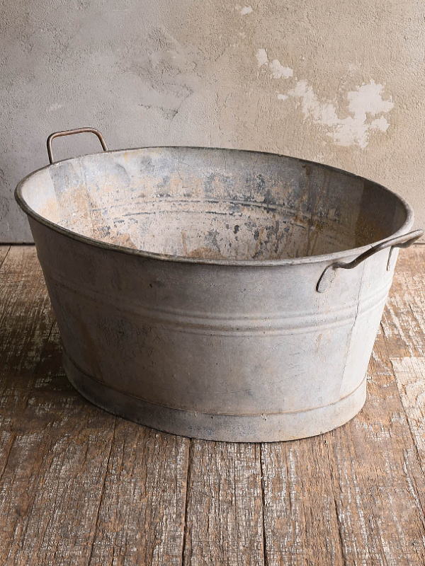 フレンチ アンティーク ブリキ ウォッシングタブ ディスプレイ ガーデニング 13058