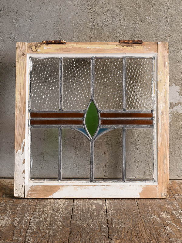 イギリス アンティーク ステンドグラス 窓 幾何学 13184