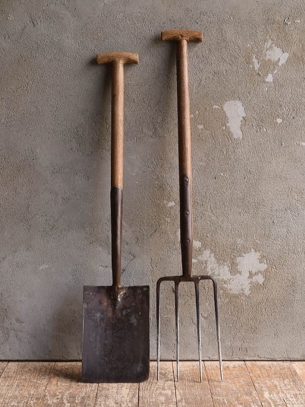 イギリスアンティーク ガーデンフォーク&スコップ 農機具 13193