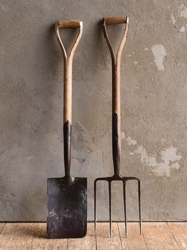 イギリスアンティーク ガーデンフォーク&スコップ 農機具 13199