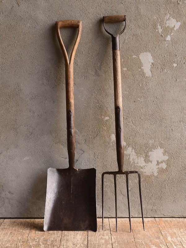 イギリスアンティーク ガーデンフォーク&スコップ 農機具 13200