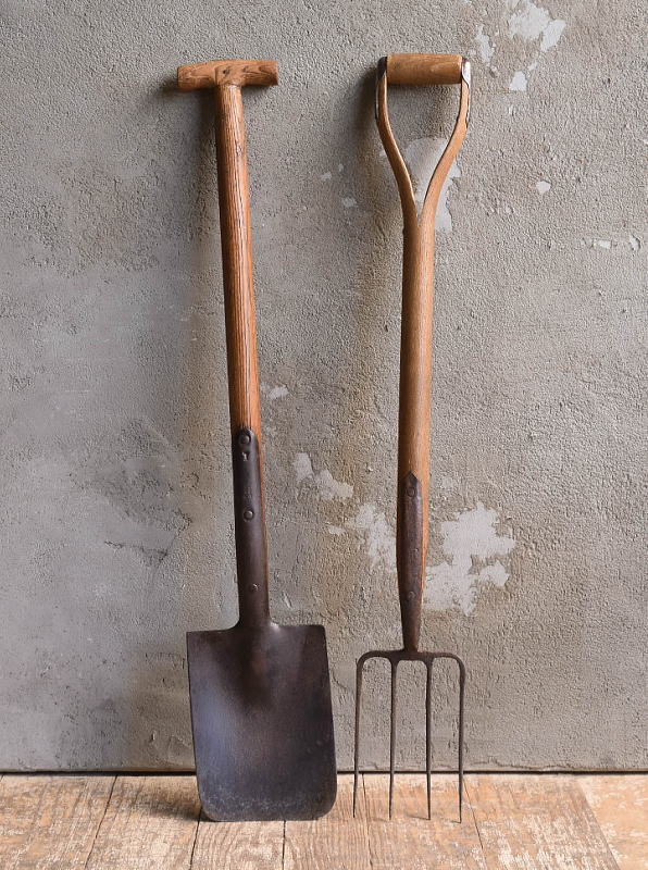 イギリスアンティーク ガーデンフォーク&スコップ 農機具 13201