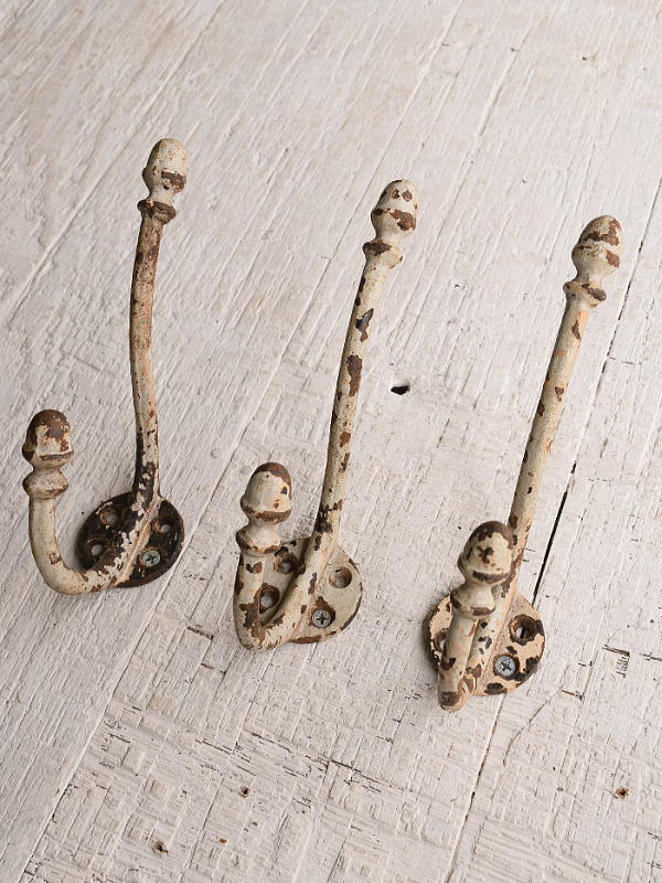 イギリス アンティーク　鉄製コートフック×3　13304