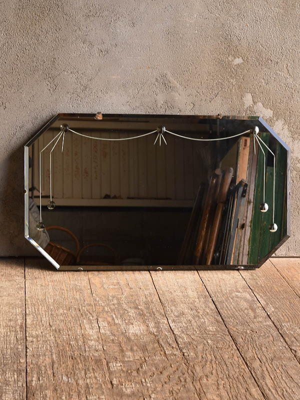 イギリス アンティーク 壁掛けミラー 鏡 13609