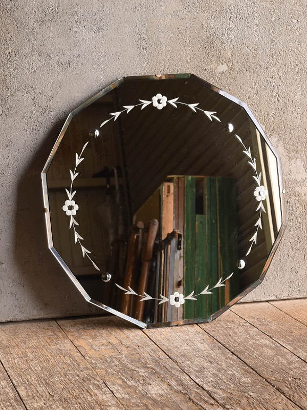 イギリス アンティーク　 壁掛けミラー 鏡　13613