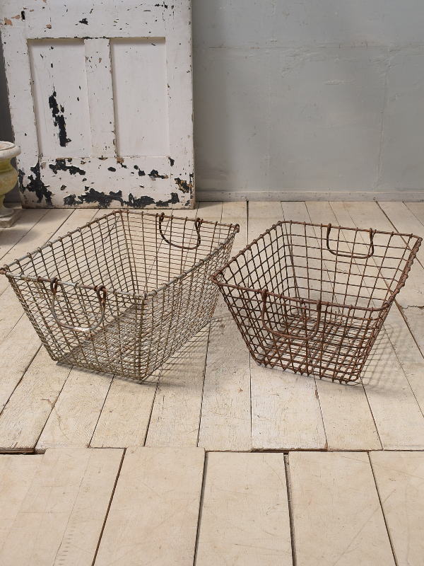 フレンチ アンティーク ワイヤーバスケット 収納 ガーデニング 籠 4214