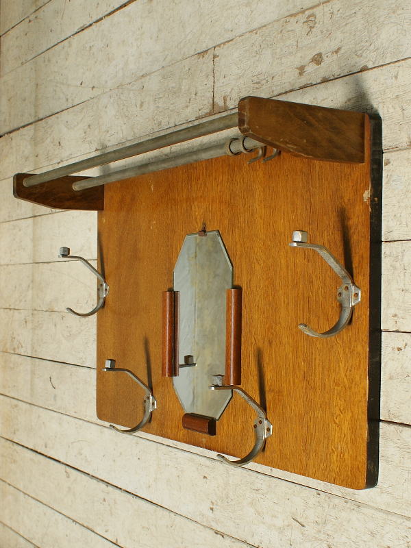 フレンチ ヴィンテージ フック＆ラック付き 壁掛けルームミラー 5597