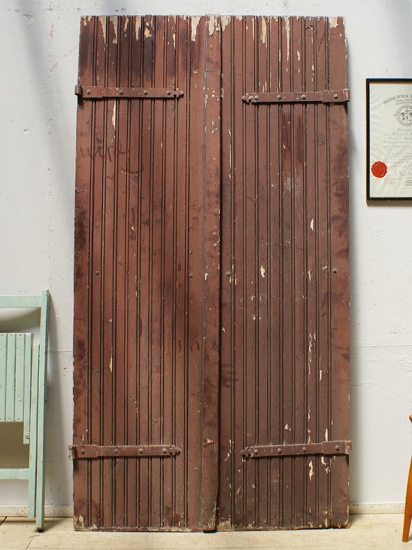 フレンチ アンティーク 木製ドア ペア 扉 ディスプレイ 建具　6405