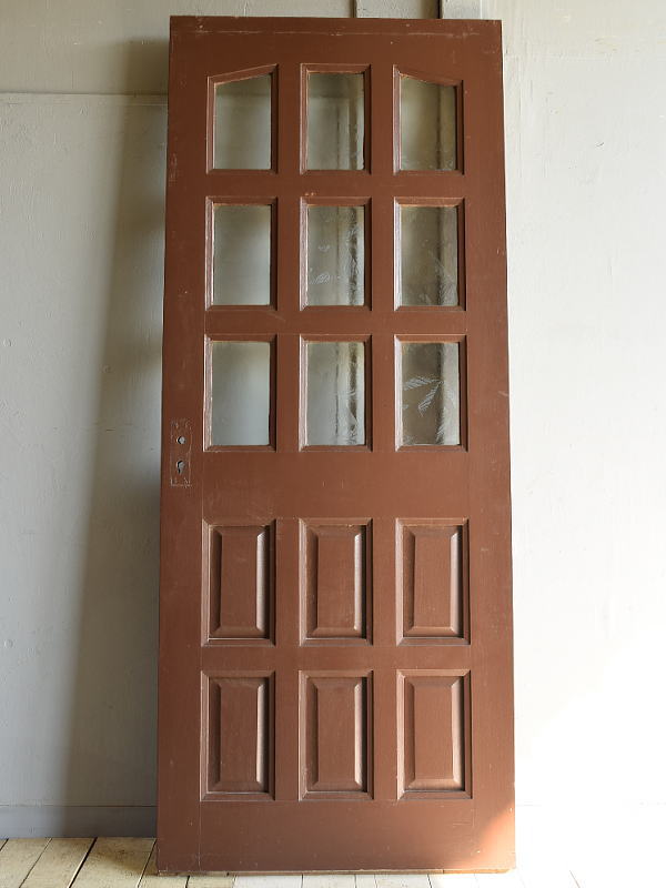 イギリス アンティーク ガラス入り木製ドア 扉 建具 7212