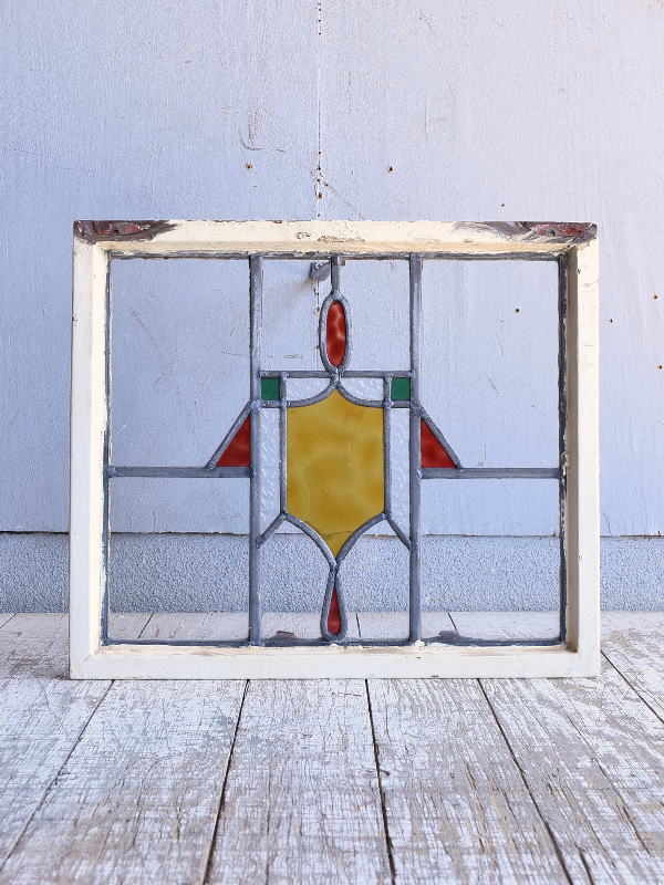 イギリス アンティーク ステンドグラス 幾何学 9553