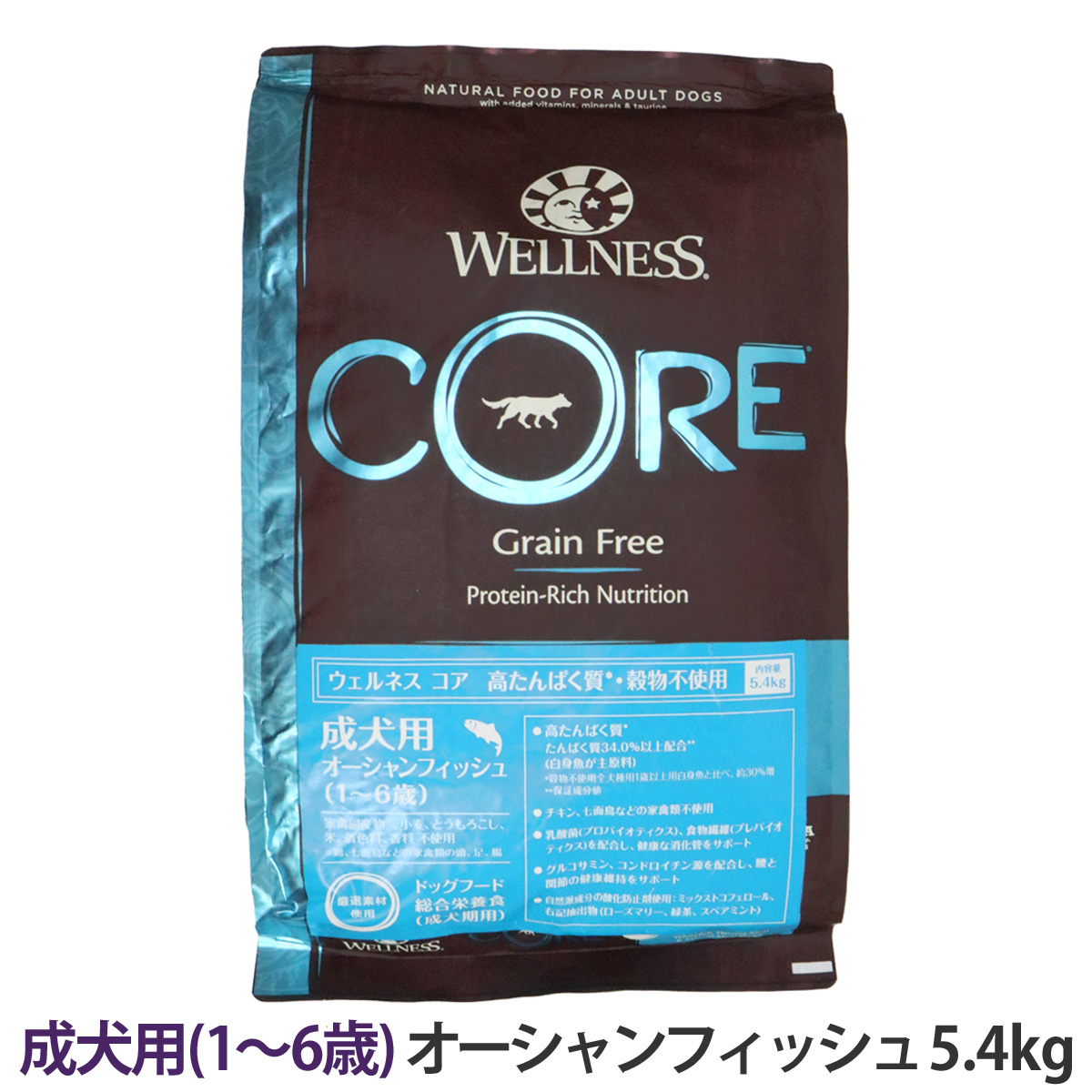 ウェルネス　コア　高たんぱく質・穀物不使用　成犬用　(1～6歳)　オーシャンフィッシュ　5.4kg