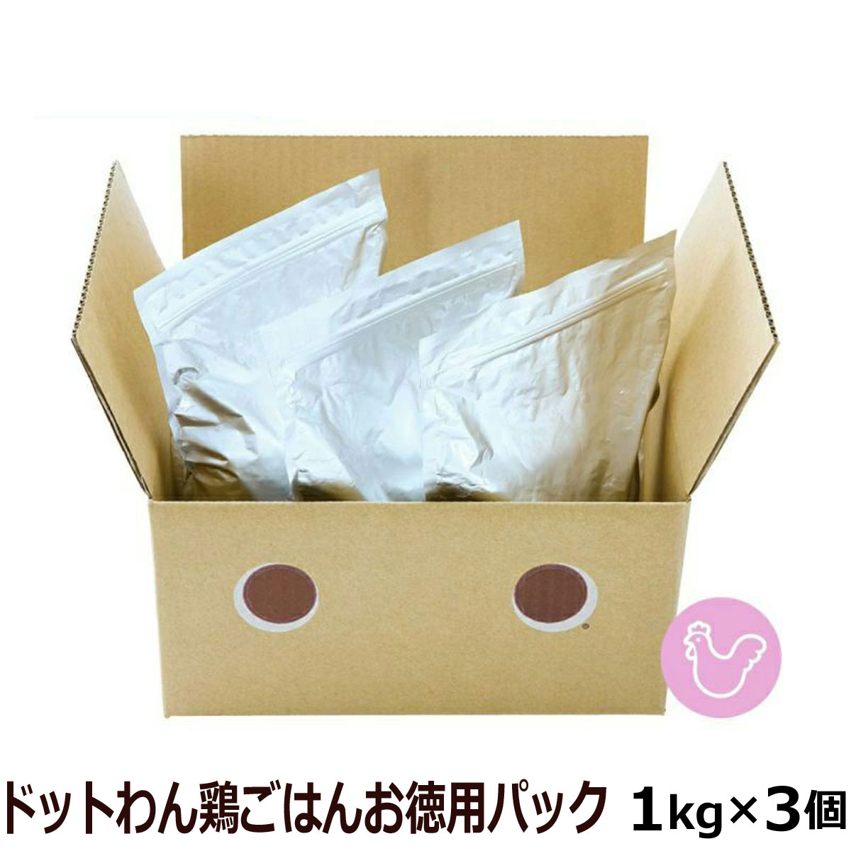 ドットわん　鶏ごはん　お徳用パック　3kg【通常2-5ヶ月の賞味期限で出荷】