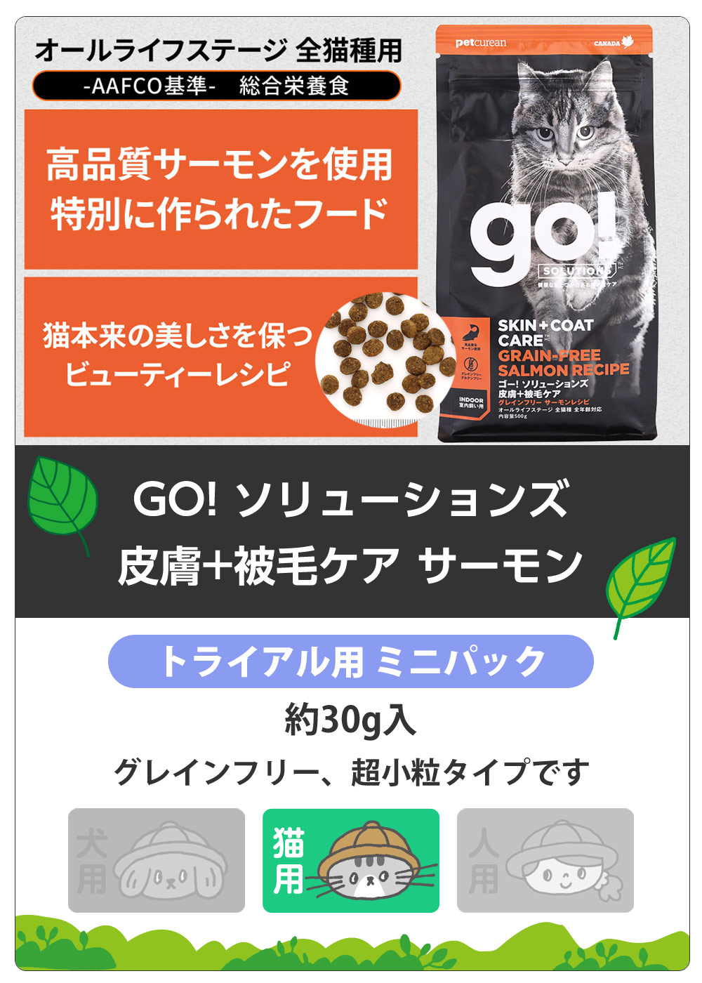 GO! ゴー ソリューションズ　キャット　皮膚+被毛ケア　サーモン　サンプル