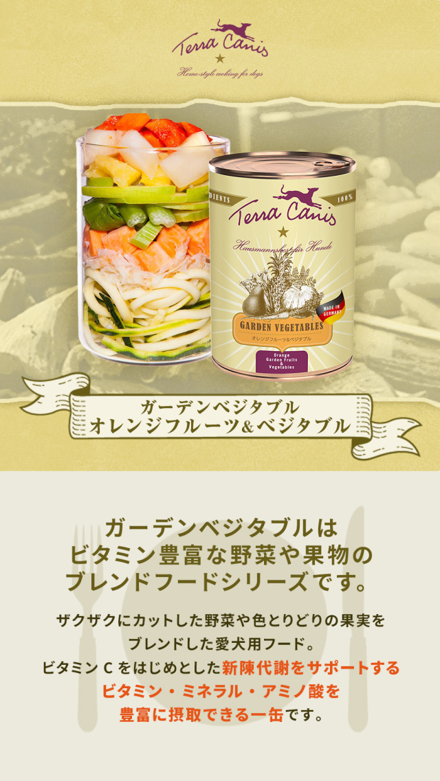 テラカニス ガーデンベジタブル オレンジフルーツ＆ベジタブル缶 400g