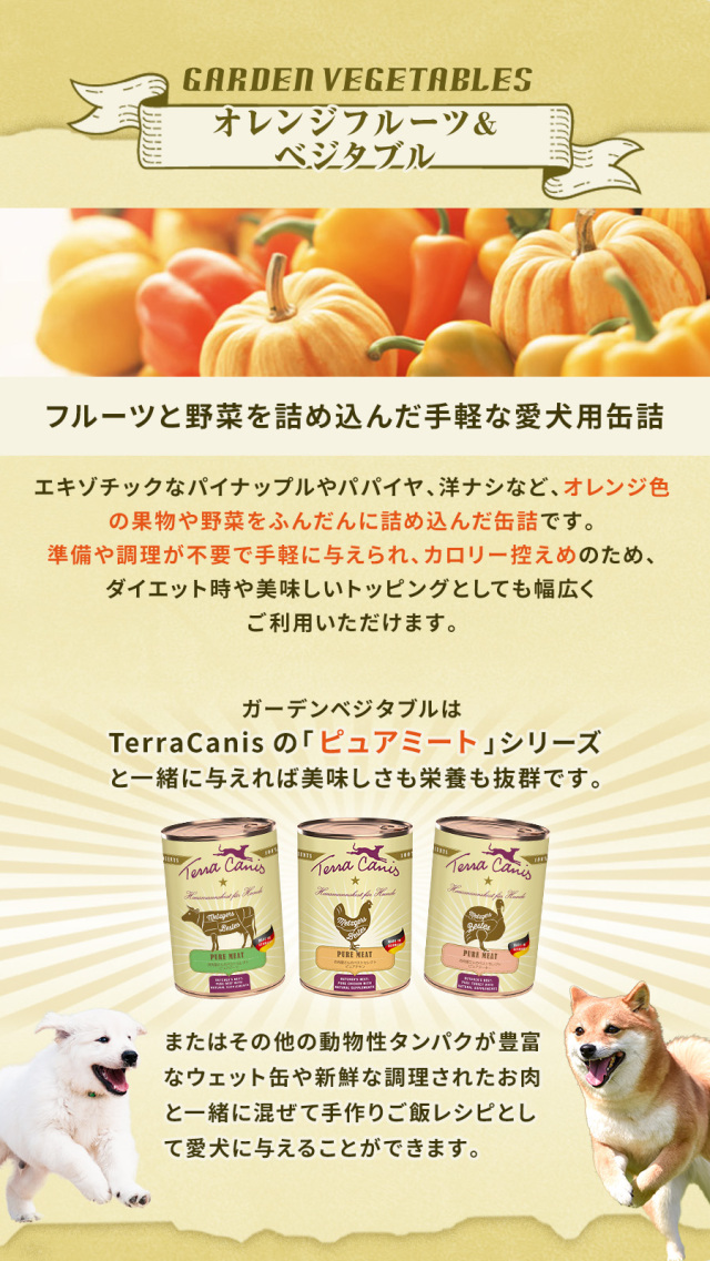 テラカニス ガーデンベジタブル オレンジフルーツ＆ベジタブル缶 400g