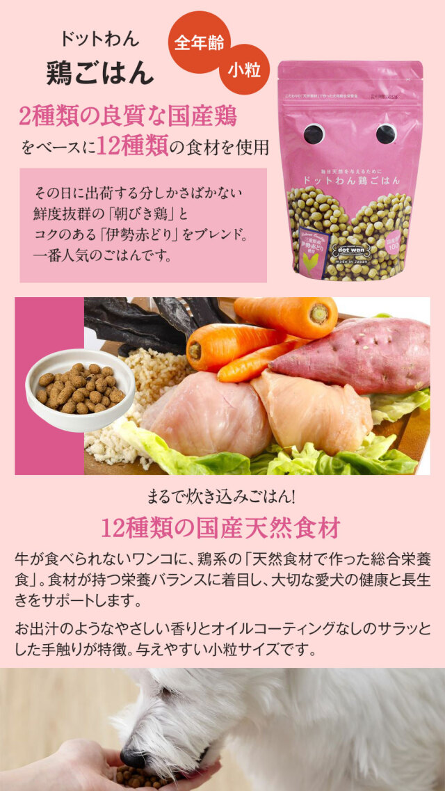 ご飯500g 画像 ドットわん 鶏ごはん 500g 通常2-5ヶ月の賞味期限で