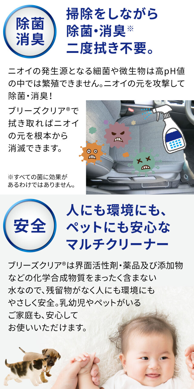 強アルカリ電解水「ブリーズクリア」は水から生まれた いろいろな場所