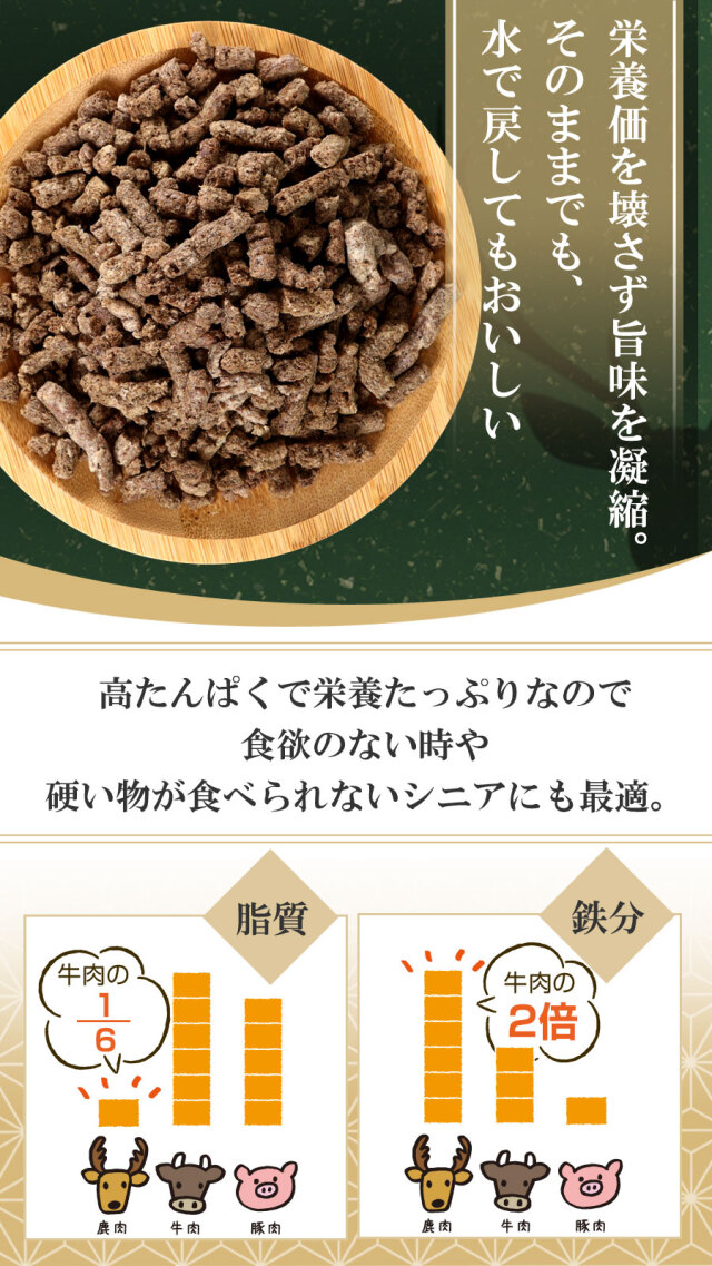 がんこおやじのおやつ亭 国産野生鹿肉 フリーズドライそぼろ 30g
